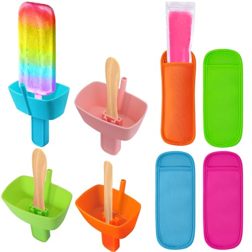 AIERSA 8pcs Popsicle Holders and Ice Pop Sleeves